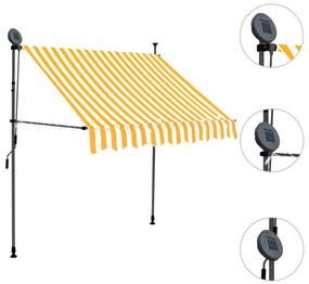 Tenda da Sole Retrattile Manuale LED 150 cm Bianca e Arancione