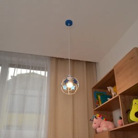 Lampadario a sospensione per bambini STARS 1xE27/15W/230V blu/bianco