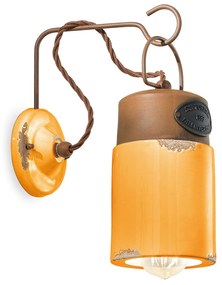 Applique Vintage Industrial Ferro E Ceramica Giallo 1 Luce E27