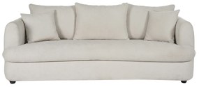 Divano letto sfoderabile 3-4 posti forma a fagiolo in tessuto effetto velluto beige chiaro SACHA