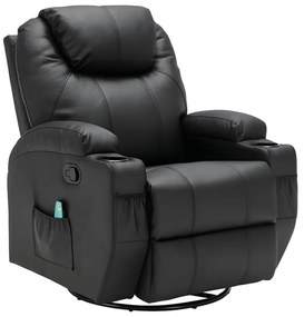 Poltrona massaggiante in Similpelle Nero - SILVANO