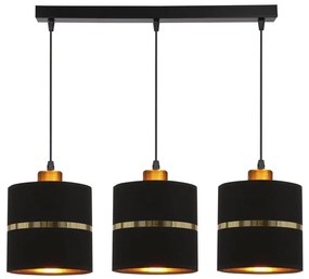 Lampadario a sospensione con filo ASSAM 3xE27/60W/230V nero