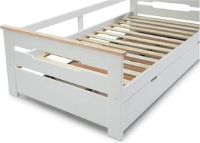 Letto per bambini in legno di pino bianco con letto estraibile 90x190 cm Elisa - Marckeric