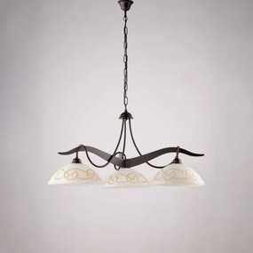 Lampadario in ferro laccato nero con decorazione effetto ruggine e ...