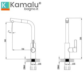 Kamalu - miscelatore cucina cromato con doccetta estraibile |kam-010