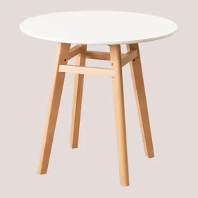 Tavolo Da Pranzo Rotondo In Mdf E Legno Di Faggio Scand Nordic Bianco & Ø80 Cm - Sklum