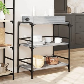 Carrello cucina grigio sonoma 81,5x41x92,5 cm legno multistrato