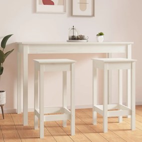 Sgabelli Da Bar 2 Pz Bianchi 40x40x78 Cm Legno Massello Di Pino /
