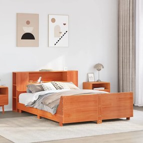 Letto Senza Materasso Marrone Cera 140x190 Cm İn Legno Di Pino /