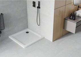 Mexen Flat piatto doccia quadrato slim 90 x 90 cm, bianco, sifone nero - 40109090B