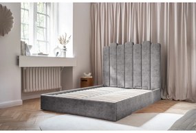 Letto matrimoniale imbottito grigio con contenitore con griglia 160x200 cm Dreamy Aurora - Miuform