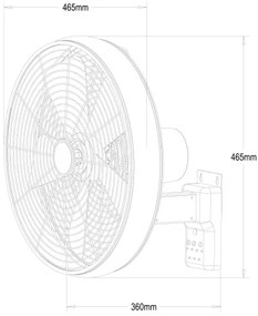 Lucci air 213124 - Ventilatore da parete BREEZE 55W/230V nero + tc