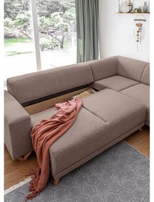 Divano angolare marrone allungabile e con contenitore (penisola a destra/a L) Classy Sophie – Miuform