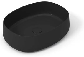 Lavabo da appoggio Wave OLYMPIA CERAMICA ovale in ceramica L 60 x H 14 x P 40 cm nero lucido piletta non inclusa