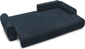 Divano angolare in blu scuro allungabile (con penisola a destra) con rivestimento in velluto a coste Lucien – Bobochic Paris