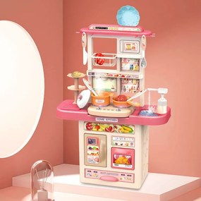 Cucina compatta per bambini con LED + 10 accessori - rosa