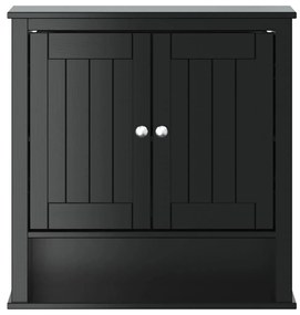 Mobile da Bagno a Muro BERG Nero 69,5x27x71,5cm Legno Massello