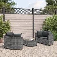 Set Divano da Giardino 5 pz con Cuscini Grigio in Polyrattan 3308442