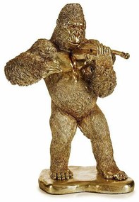 Statua Decorativa Gorilla Violino Dorato 16 x 40 x 30 cm (3 Unità)