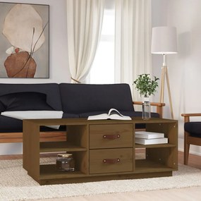 Tavolino Da Salotto Ambra 100x50x41cm İn Legno Massello Di Pino /