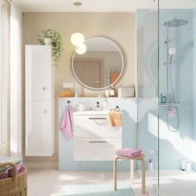 Mobile bagno sospeso con lavabo L 60 x H 57,7 x P 45 cm bianco truciolare 2 cassetti | Remix