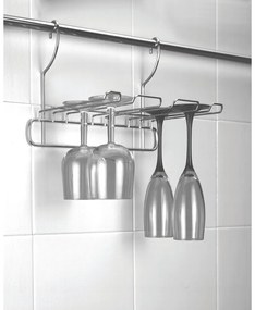 Portabicchieri da vino a sospensione in acciaio cromato color argento Lonardo - Metaltex