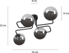 Lampadario da Soffitto BRENDI 4 in acciaio e vetro 4xE14