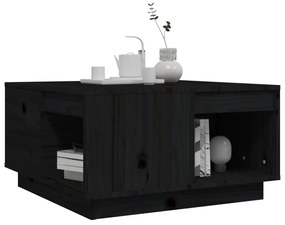 Tavolino da salotto nero 60x61x32,5 cm legno massello di pino