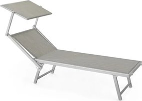 Lettino Prendisole In Alluminio E Textilene 61x186x40 Cm Pool Telo Grigio