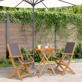 Set Da Bistrot 3pz Antracite İn Tessuto E Legno Massello /