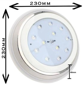 Faretto per Piscina da Parete 18W B. Naturale IP68 ø230mm Senza Incasso - Esterno Colore Bianco Naturale 4.000-4.500K