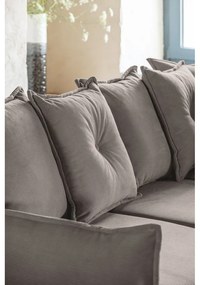 Divano letto in velluto a coste marrone chiaro (angolo destro) Lazy Lukka - Miuform