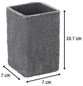 Portaspazzolino Moderno In Resina Colore Grigio Effetto Pietra Da Appoggio