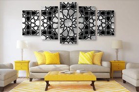 Quadri 5 pezzi – Mosaico orientale in bianco e nero
