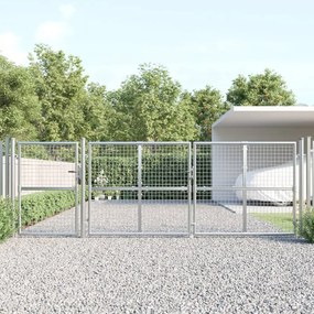 Cancello Da Giardino İn Rete Argento 400x175 Cm Acciaio Zincato /