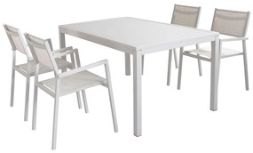 OMEN - set tavolo da giardino 150x90 compreso di 4 poltrone in alluminio