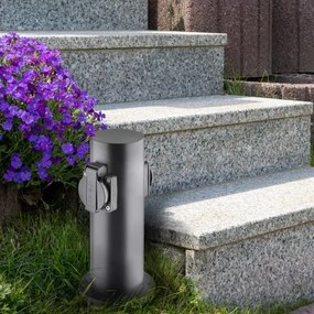 Solight PG10B - Colonna presa esterna 2Z 230V IP44 nera tonda