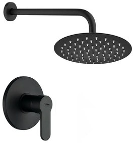 Set doccia incasso nero opaco tondo Paco con soffione 20 cm