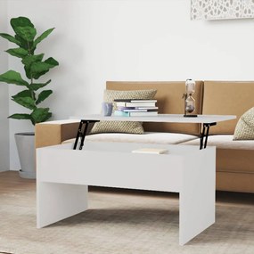 Tavolino bianco lucido 80x50,5x41,5 cm in legno multistrato