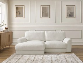 Divano angolare bianco (con penisola a sinistra/con chaise lounge) con rivestimento in bouclé Leonore – Bobochic Paris