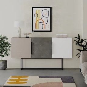 Madia Moderna 3 Ante 150 Cm Tricolore Tortora Bianco Cemento Tontini