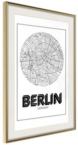 Poster  City Map: Berlin (Round)  Cornice Quadri Cornice d'oro con passe-partout, Larghezza x Altezza Home decor 20x30