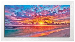 Stampa incorniciata su tela Tramonto bianco/nero 136 x 76 cm