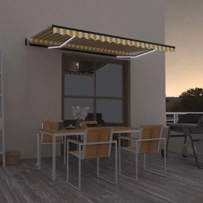 Tenda Automatica Con Sensore Vento Led 450x350 Cm Gialla Bianca /