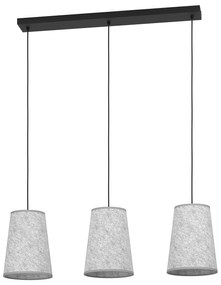 Lampadario A Sospensione Vintage Alsager Acciaio Nero Grigio 3 Luci E27