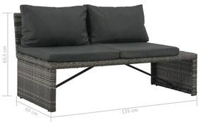 Set Divani da Giardino 3 pz con Cuscini in Polyrattan Grigio