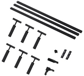 Sistema di illuminazione a binario moderno con 6 faretti neri monofase - Slimline Uzzy