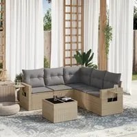 Set Divano da Giardino 6 pz con Cuscini Beige in Polyrattan 3220158