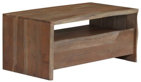 Tavolino Da Caffè İn Legno Massello Di Acacia 90x50x40cm Grigio /