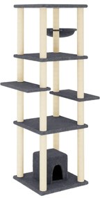 Albero per gatti con tiragraffi in sisal grigio scuro 154 cm